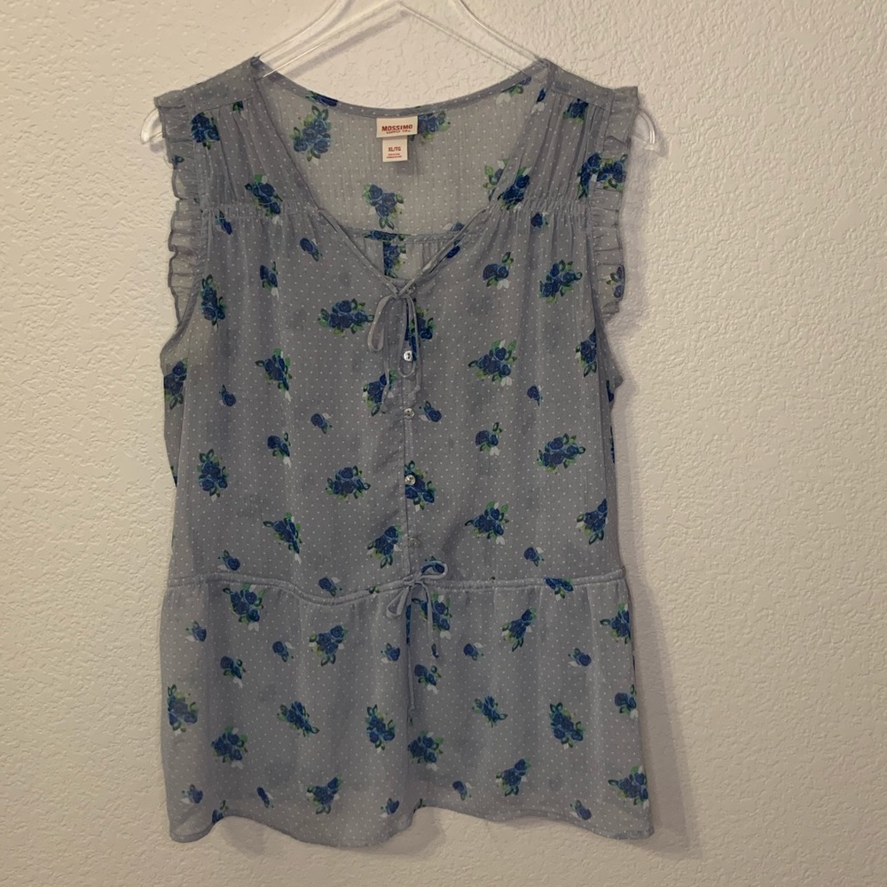 Polka dot floral sheer top